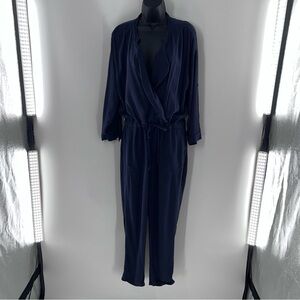 Madewell Women’s Navy Blue Workman Styled Jumpsuit w/Roll Up Sleeve Tabs-Size L